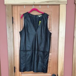 Gianni Bini Black Leather Sleeveless Dress